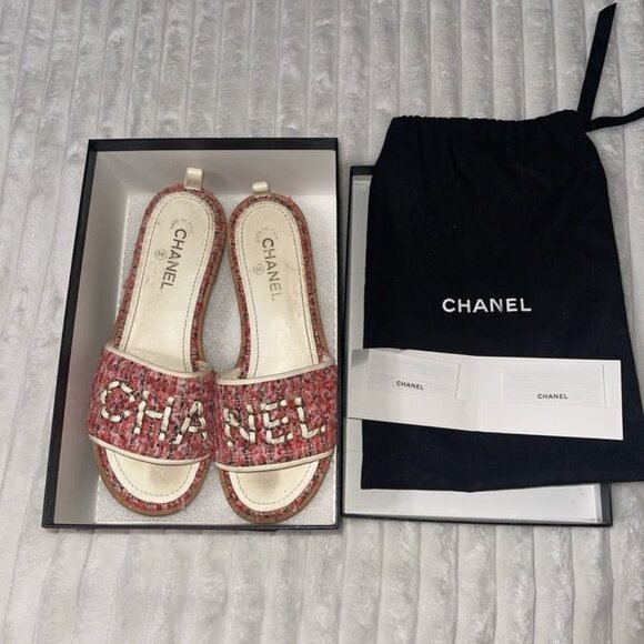 Chanel Tweed Mules Sandals - Picture 1 of 9